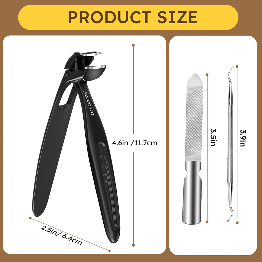 Upgrade Extended Toenail Clippers for Thick Toenails, Long Handled Nail Clippers for Seniors, Large Fingernail Clipper Angled Head with Catcher, Ergonomic Wide Opening Heavy Duty Cutter for Men Women