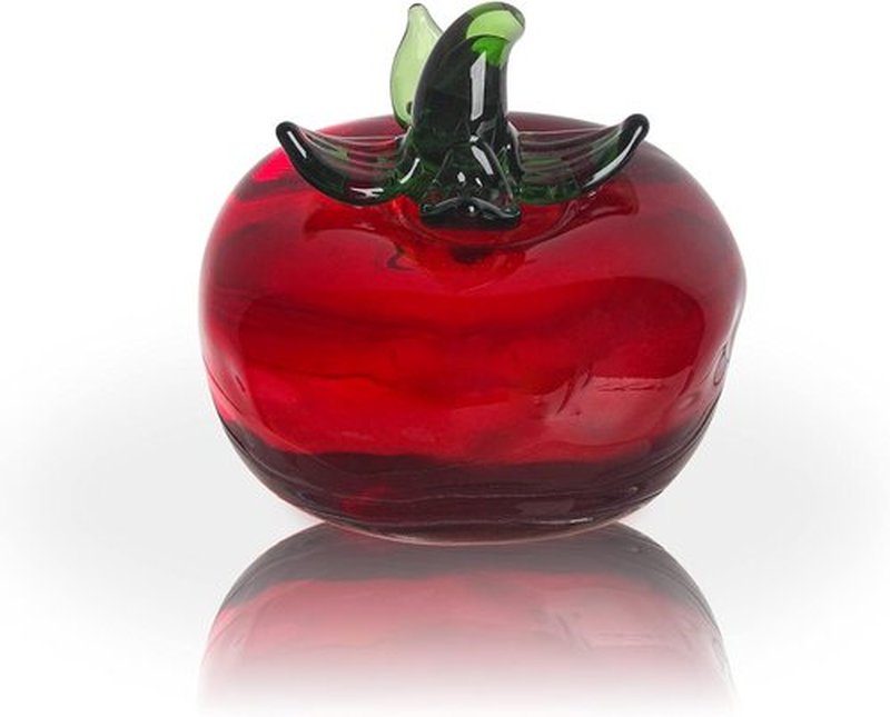 LONGWIN Glass Mini Tomato Figurines - Collectible Crystal Fruit Decor for Tabletop Centerpiece