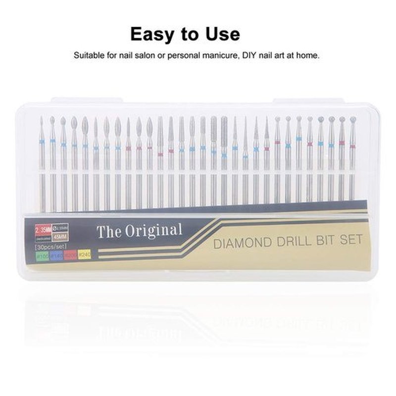 Drill Nail Bit Set,30Pcs/Set Drill Nail Bit Cuticle Dead Skin Clean for Nail Files Manicure Tools, Professional nail drill for nail salon or manicure