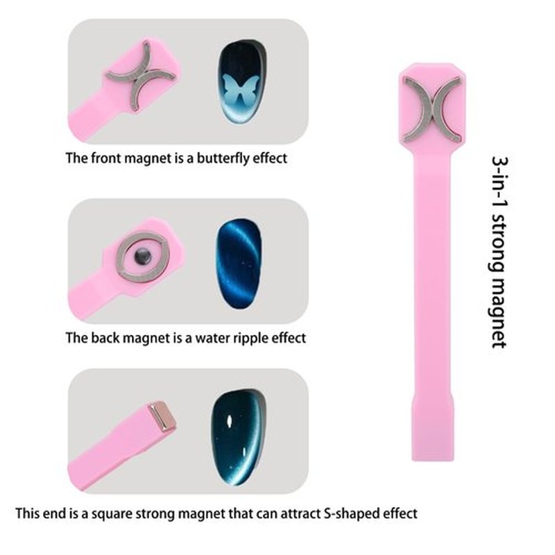 26pcs Cat Eye Nail Magnet Set, 3-in-1 Magnetic Nail Polish Tool Multifunctional Fingernail Design Magnet for Cateye Gel Polish Strong Suction for Art DIY Decoration Salon Home Studio