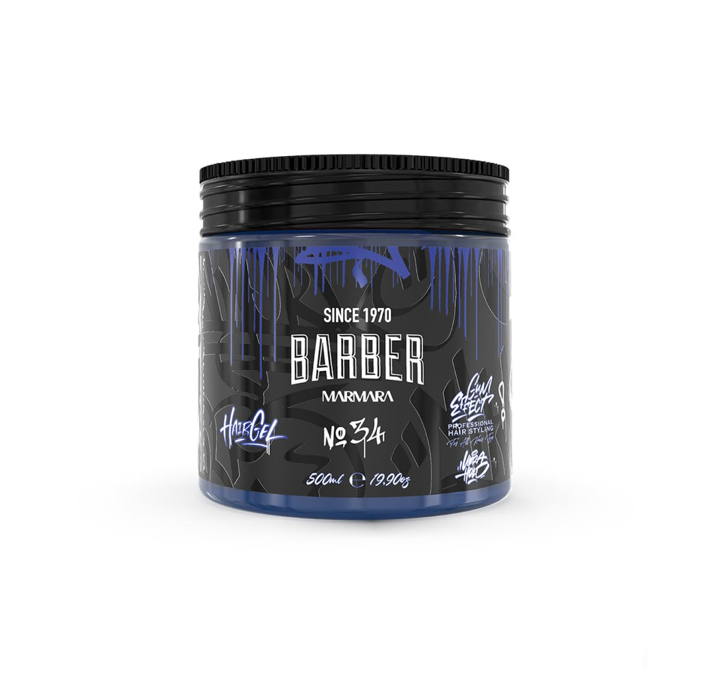 barber marmara No 34 Hair Styling Gel for Men Strong Hold, Long-Lasting Volume, No Residue, Style Wet Or Dry Masculine Fresh Barber Quality Finish 16.9 fl oz