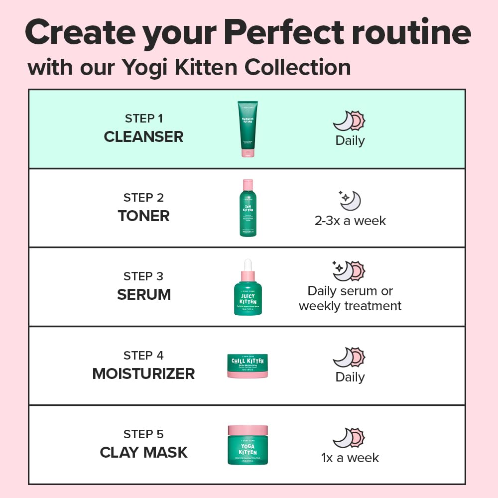 I DEW CARE Acne Facial Foam Cleanser - Namaste Kitten | Clarifying Heartleaf, Makeup Cleansing, Korean Skincare, Vegan, Cruelty-free, Paraben-free, Gentle Face Wash for Dry Skin