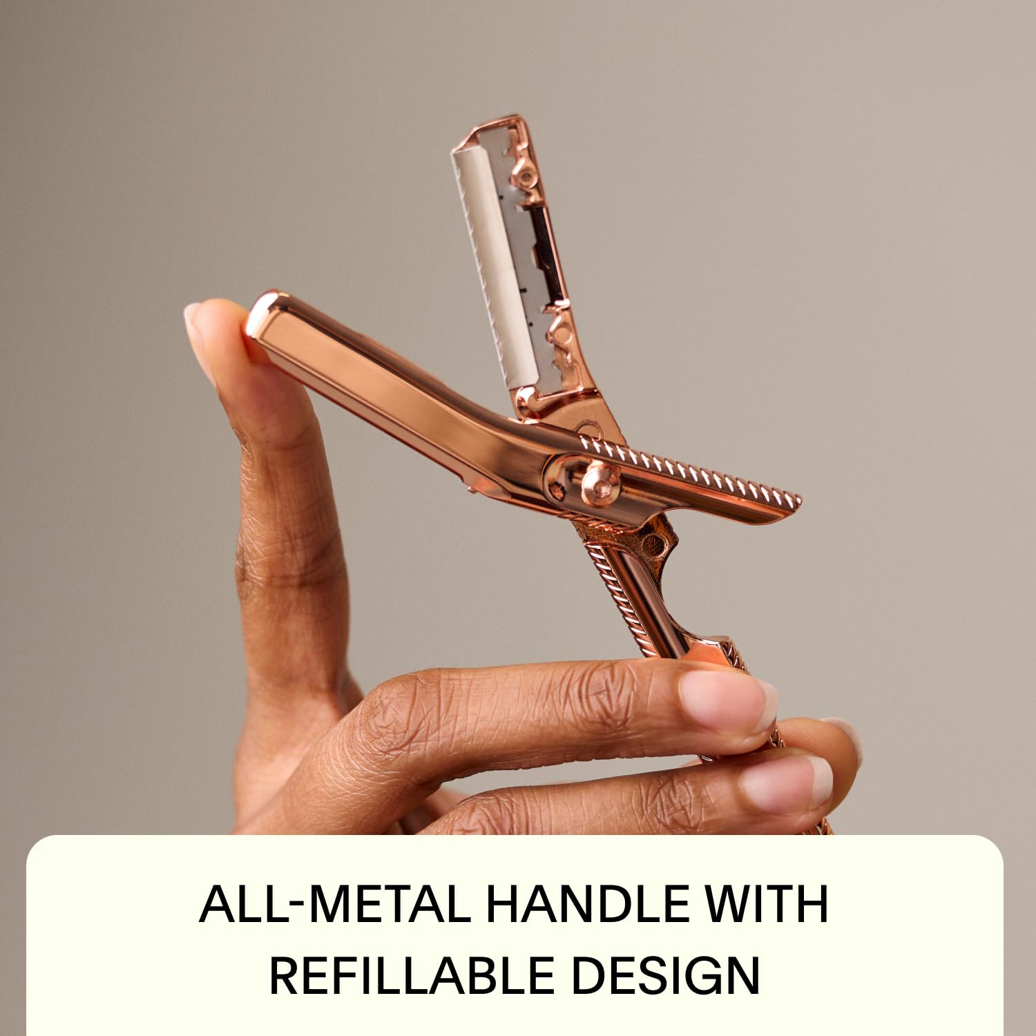 Leaf Shave | Leaf Dermaplaner Kit, All-Metal Reusable Dermaplane Razor and Exfoliating Tool for Women, Includes Matching Stand and 10-Pack of Refills - Mercury
