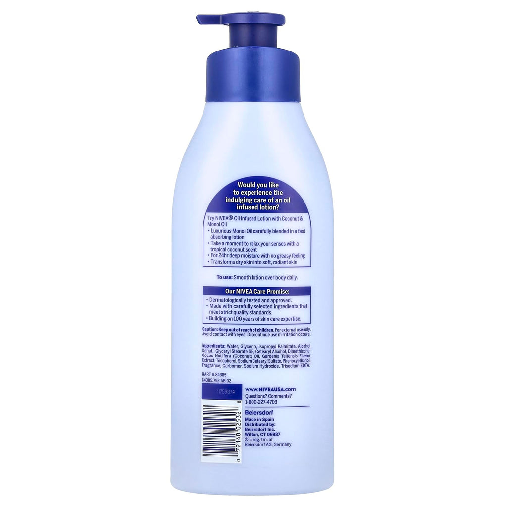 NIVEA Lotion Coconut & Monoi Oil Infused 16.9 Ounce (500ml) (Pack of 3)