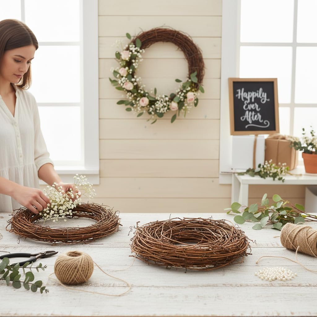 Twig Garland: 15.7ft Natural Grapevine Spring Wreaths for Front Door, Backdrop Hanging Vine for DIY Crafts Christmas Easter Valentines Day Wedding Party Home Decor