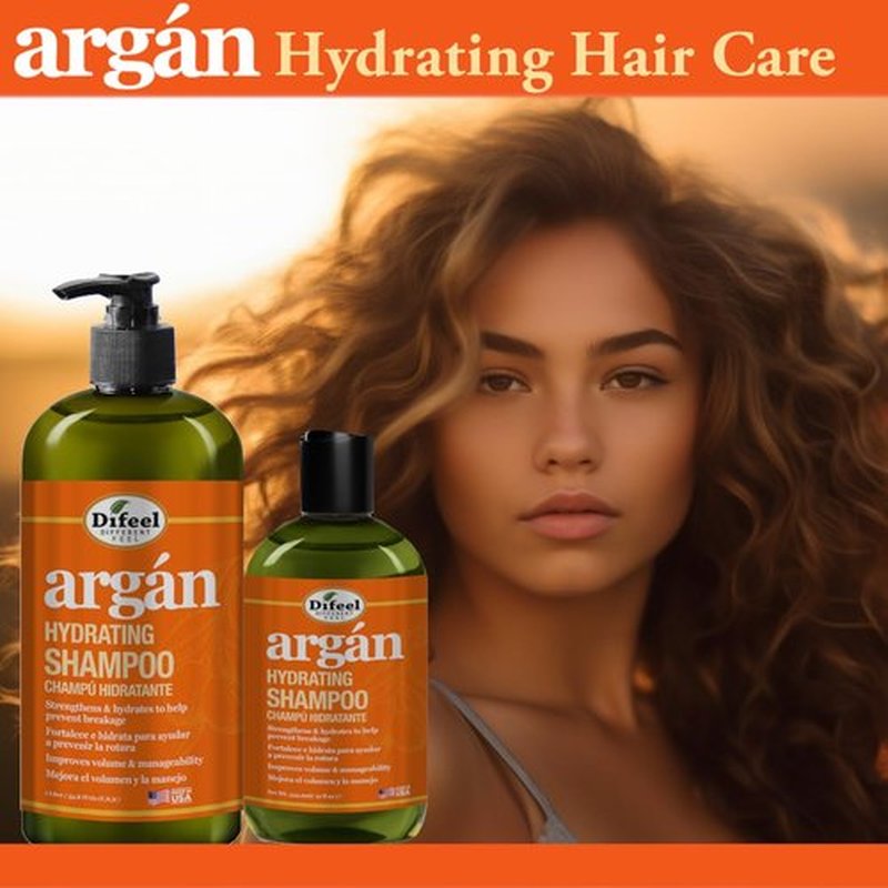 Difeel Argan Hydrating Shampoo - Natural Sulfate-Free Argan Oil Formula | 33.8 oz for Nourished Hair