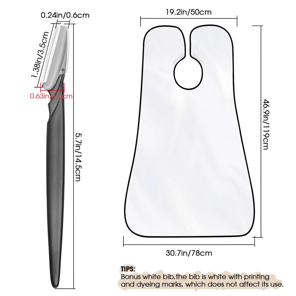 Beard Bib Apron for Men, Eyebrow Trimming Bib for Women, Christmas Gift for Shaving Beard, Hair & Eyebrow Hair Clippings, Waterproof Non-Stick Grooming Cloth with 5 Eyebrow Razors & 3 Suction Cups