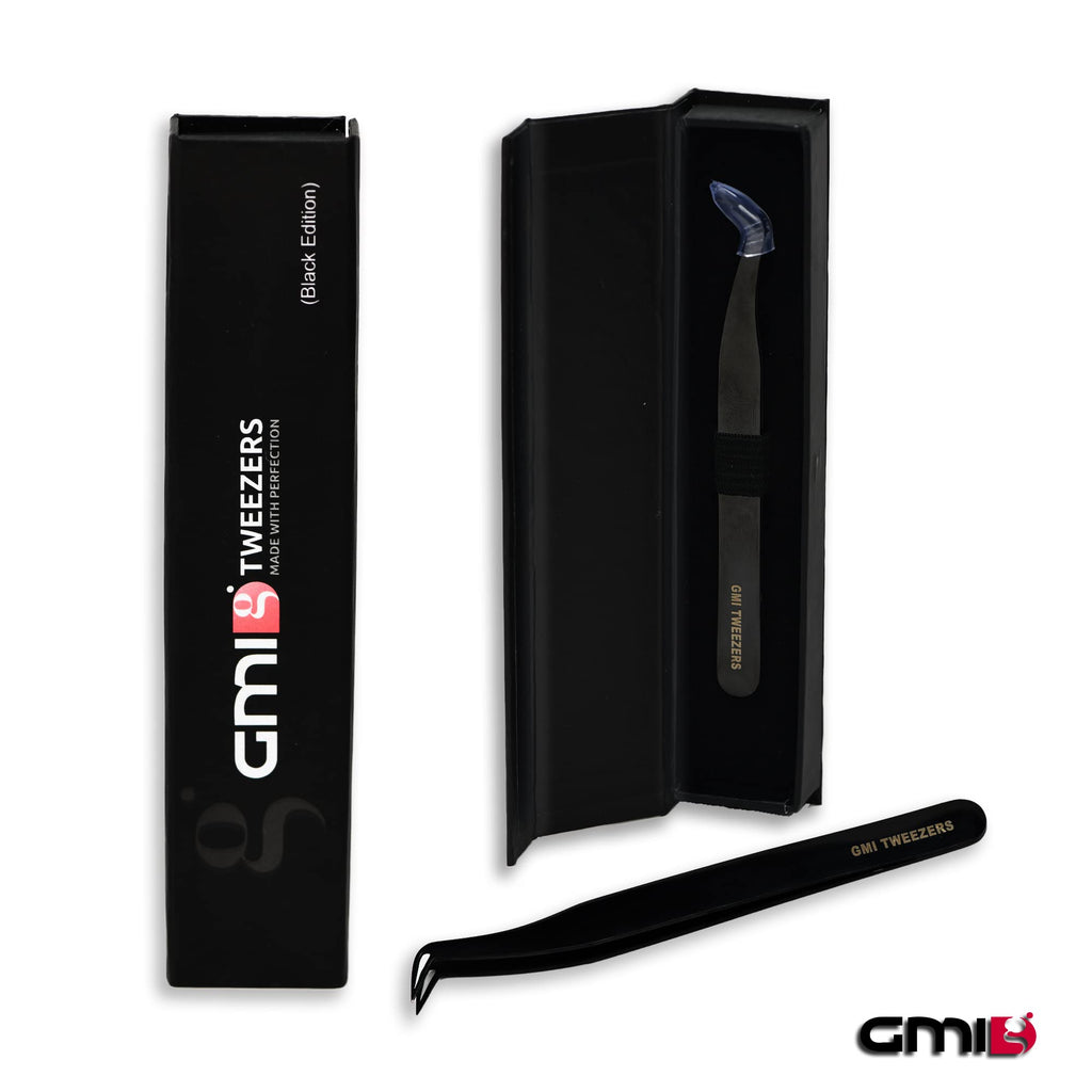 GMI Tweezers - Eyelash Extension Tweezers - Stainless Steel Lash Extension Tweezers - Eyelash extension kit - Lash tweezers for Eyelash Extensions - L-Shaped.