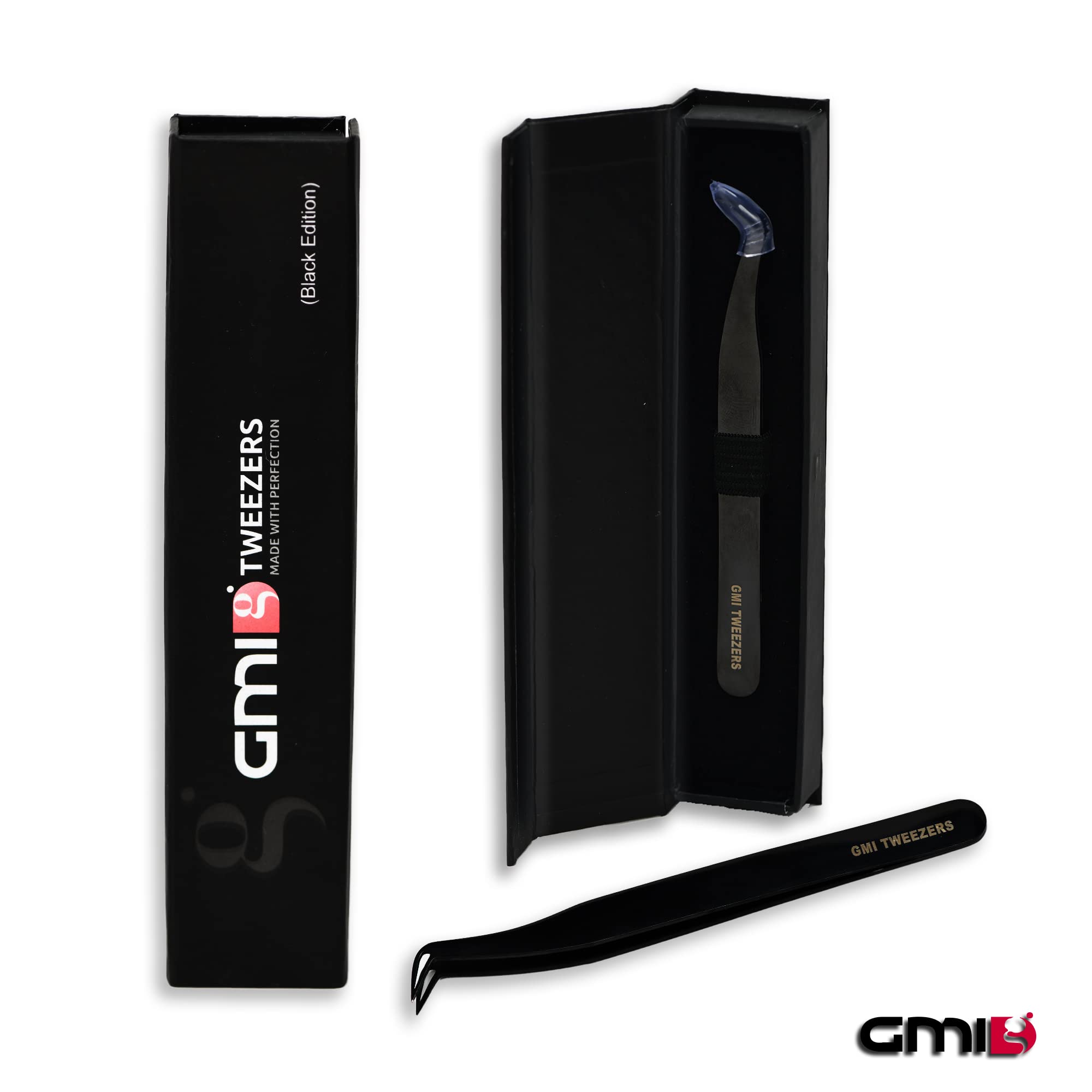 GMI Tweezers - Eyelash Extension Tweezers - Stainless Steel Lash Extension Tweezers - Eyelash extension kit - Lash tweezers for Eyelash Extensions - L-Shaped.