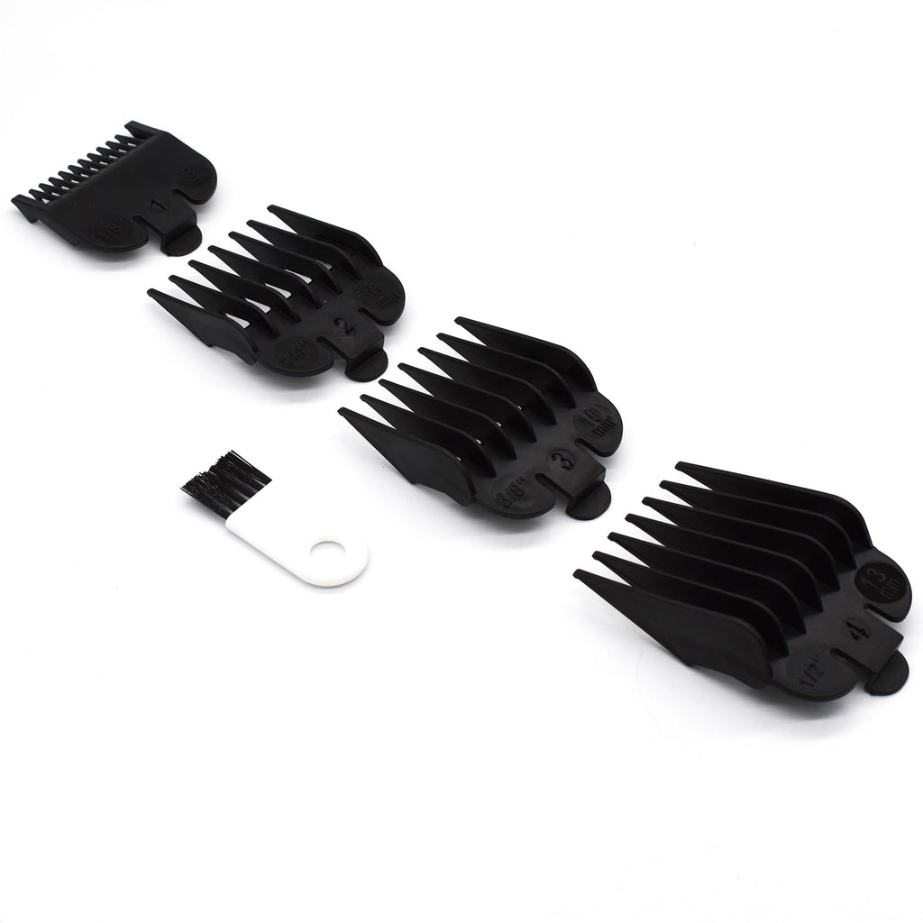 4 Pieces 4 Sizes Black Nylon Professional Hair Clipper Guide Guard Combs #3170-400, 1/8", 1/4", 3/8", 1/2" Compatible with Wahl Standard Full Sized 5 Star Series Magic Clip Hair Clipper Models (Black)