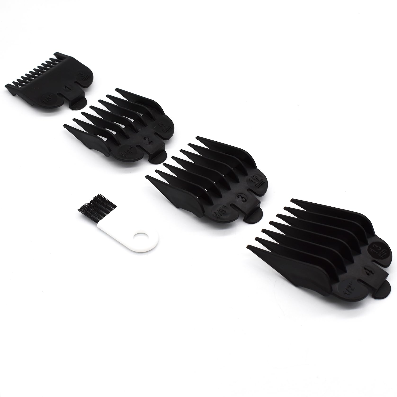 4 Pieces 4 Sizes Black Nylon Professional Hair Clipper Guide Guard Combs #3170-400, 1/8", 1/4", 3/8", 1/2" Compatible with Wahl Standard Full Sized 5 Star Series Magic Clip Hair Clipper Models (Black)