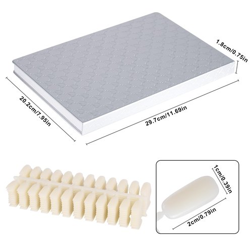 Acycion2A 308 nail display chart with 360 false nail tips (Silver)