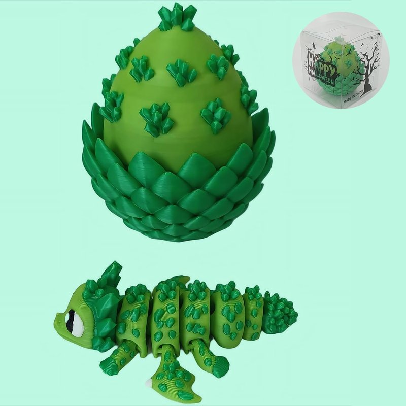 Enchanted 3D Egg - Handcrafted Collectible with Miniature Green Crystal Dragon Inside | Fantasy Decor & Gift