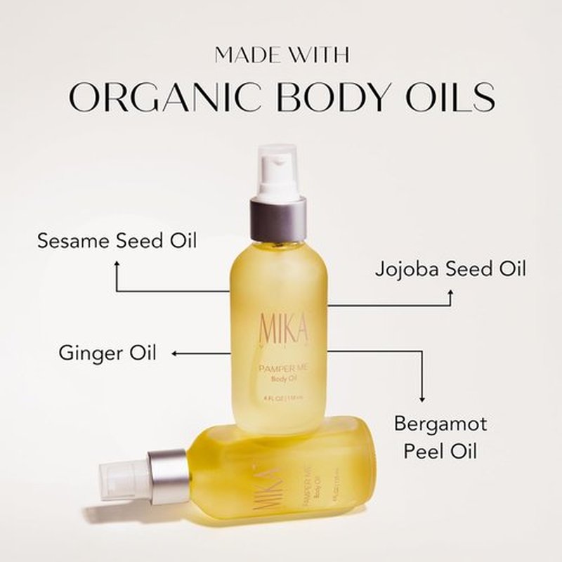 Luxury Organic Body Oil - Moisturizing After Shower Oil for Dry Skin | 4 oz with Sesame, Jojoba, Ginger & Bergamot - USDA Certified Organic, Non-Greasy, Paraben-Free