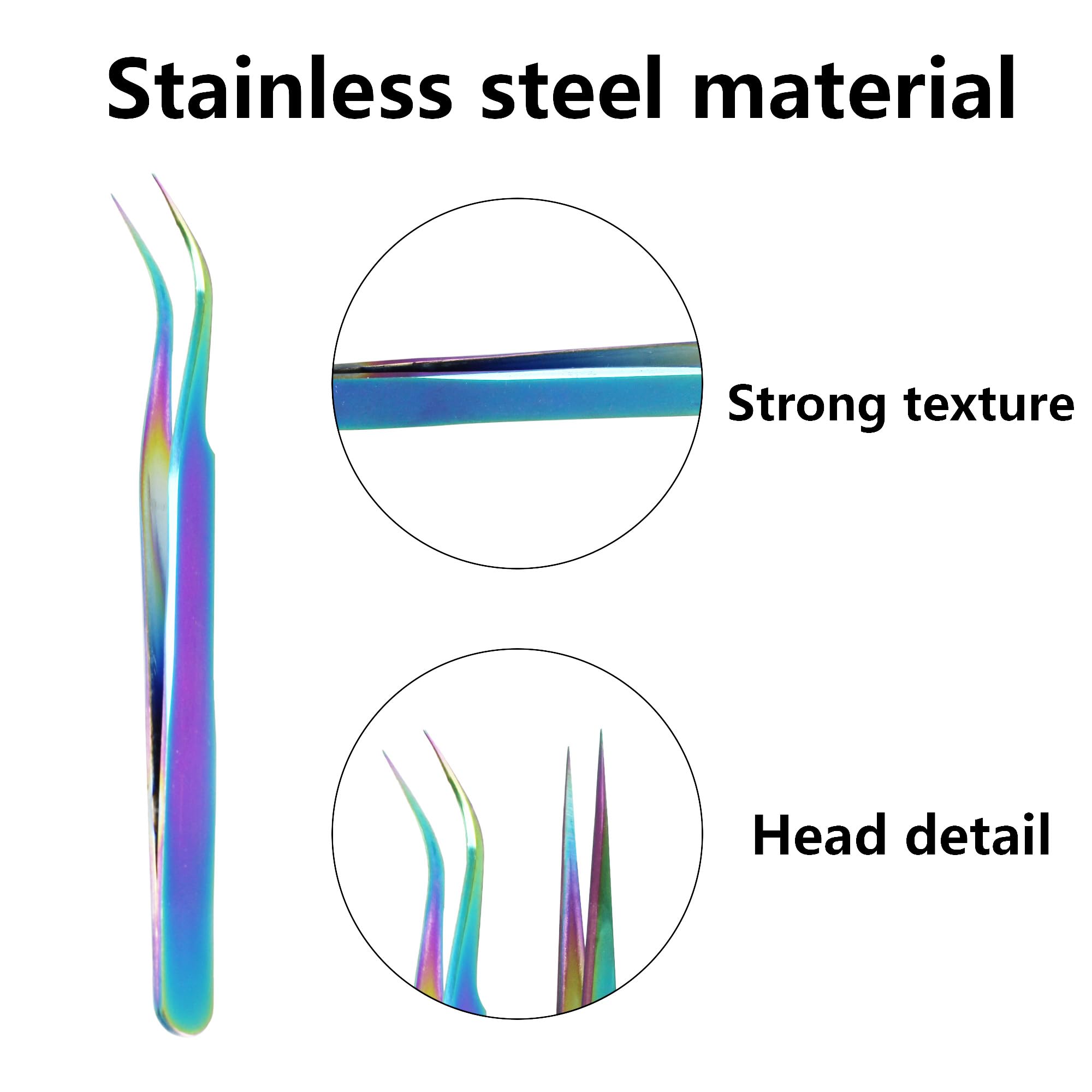 pson 2PCS Rainbow Tweezers Set, Stainless Steel Pointed Craft Tweezers, Colorful Fine Tip Tweezer Tools for Jewelry Making, Eyelash Extension, Repair, DIY (1 straight and 1 curved)