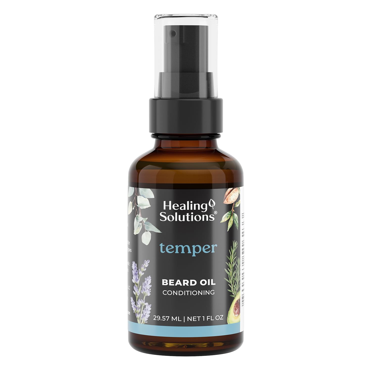 Healing Solutions – Temper Beard Oil, All Natural Oil with Baobab, Argan, & Avocado Oil, 1oz, Deep Conditioning for Soft, Manageable Beard