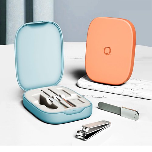 4-in-1 Nail Care Set with Storage Case - Stainless Steel Nail Clippers, Cuticle Fork, Ear Pick, and Nail File - Travel Nail Cutter Kit for Men and Women - White