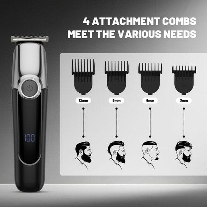 Mens Hair Clippers, Cordless Beard Trimmer Set Waterproof Versatile Nose Hair Trimmer for Men Temple, Groin, Nose, Ear Hairs, Hair, Beard, Body Professional Manscaper Rechargeable Shaver Man Gift
