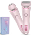 JNEKWOZ Electric Shaver for Women, 2-in-1 Bikini Trimmer - USB Rechargeable Wet/Dry Epilator Dual Head for Body, Face & Underarms | with Charging Base