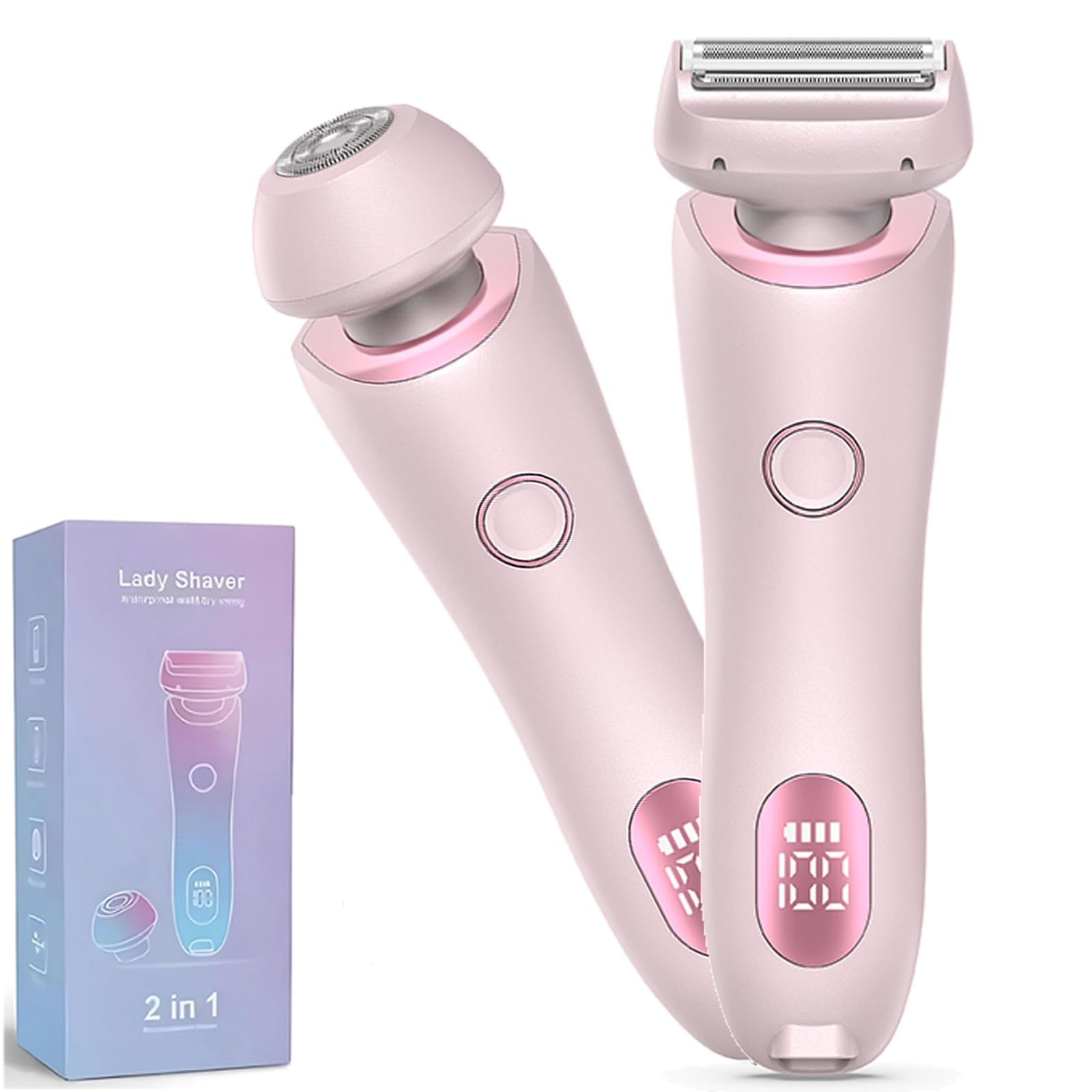 JNEKWOZ Electric Shaver for Women, 2-in-1 Bikini Trimmer - USB Rechargeable Wet/Dry Epilator Dual Head for Body, Face & Underarms | with Charging Base