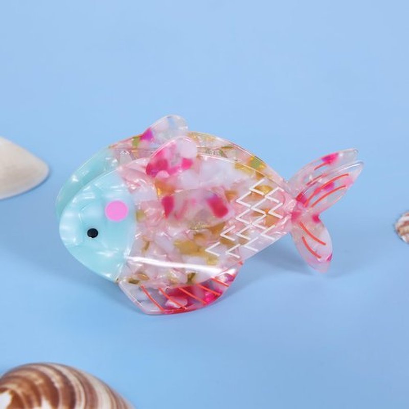 4-Inch Acrylic Fish Hair Claw Clip Large Non-Slip Ocean Animal Acetate Jaw Clamp, Strong Hold Hair Barrette for Women Girls Thick Fine Hair,Marine Lover Summer Gift Beach Accessory