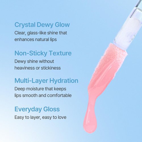 LOVB LOVB Crystal Dewy Lip Gloss | Lightweight & Non-Sticky | High-Shine & Long-Lasting | Hydrating Korean Lip Care Gloss | 0.17 oz. (01 PINK DOLPHIN)