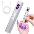 MEKK Metal Handheld UV Light for Gel Nails,Mini UV LED Nail Lamp with LED Screen and Cordless Flash Cure Nail Lamp with Visible Timer,Portable Nail Light for Beginners,Travel,Home- Silver