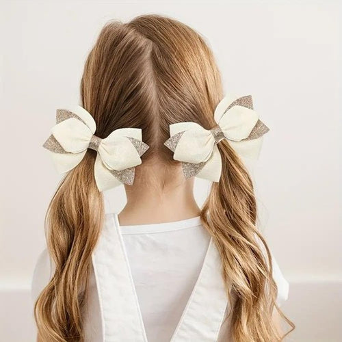 12pcs 4 Inch Hair Bows for Girls - Christmas Hair Clips with Alligator Clip, Glitter & Sparkly Ribbon Bows - Barrettes & Hairpins for Teens, Toddler, Kids