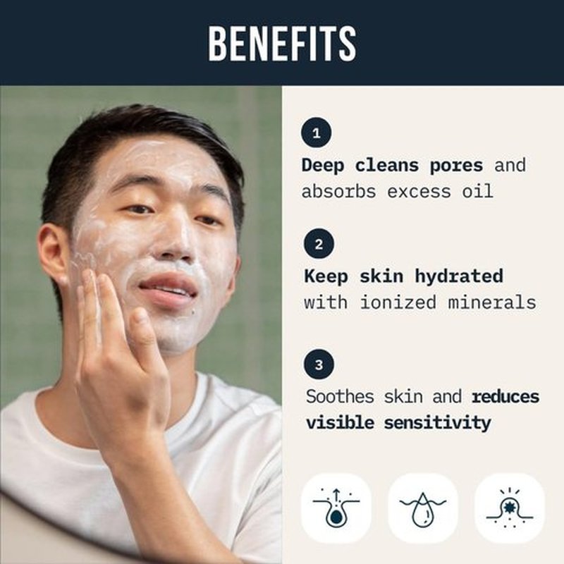 Cardon Men's Deep Pore Cleaning Clay Face Wash - 4X Better Than Charcoal for Oily, Acne-Prone Skin | 1 CT