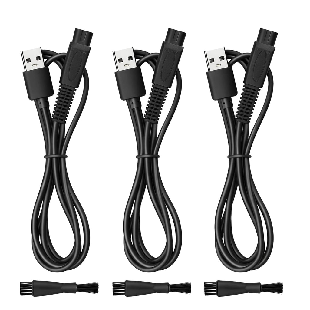AZJCKEW USB Charging Cable Replacement for Skull Shaver Pitbull Gold Pro, Palm, Platinum Series Electric Razor, Compatible with Silver Pro, Butterfly Kiss, Beast Clipper,USB Cable 3-Pack