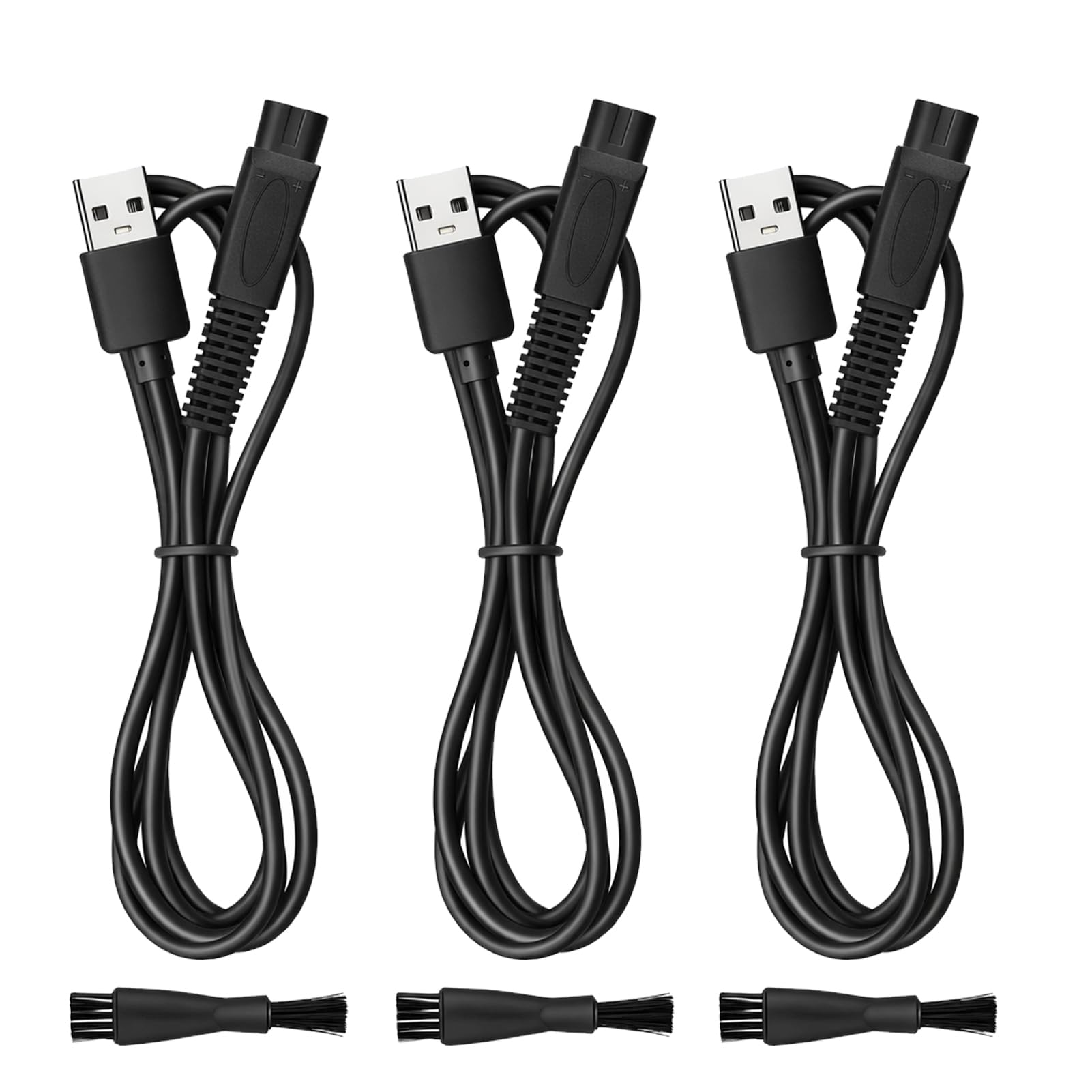 AZJCKEW USB Charging Cable Replacement for Skull Shaver Pitbull Gold Pro, Palm, Platinum Series Electric Razor, Compatible with Silver Pro, Butterfly Kiss, Beast Clipper,USB Cable 3-Pack