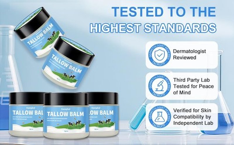 Kweqdsd 5 Pack Organic Grass-Fed Beef Tallow Balm with Raw Honey, Grass Fed Beef Tallow Face Moisturizer, Natural Tallow Skin Care Cream Body Butter, Nourish and Soothe Dry Skin