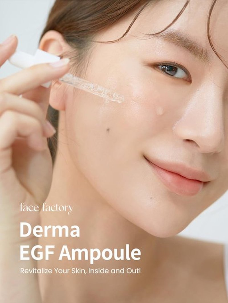 FACE FACTORY Derma EGF Ampoule, Glass Skin Serums, Skin Regeneration, Korean Skincare, Triple-HA, Anti-Aging Serum, EGF, Non-Sticky, Fast Absorbing, Hydration, Soothing & Repairing (30ml/1.01fl oz)