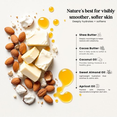 SILK + NOIR Whipped Body Cream - Hydrating Moisturizer for Glowing Skin | Shea Butter & Cocoa Butter | 8oz