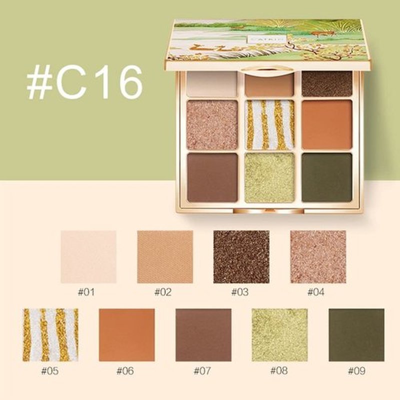 Catkin Eyeshadow Palettes 9 Blendable Shades Smooth Long Lasting Eyeshadow Matte and Glitter Eye Makeup Highly Pigmented Makeup Palettes C16