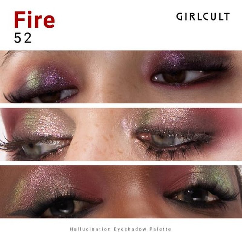 GIRLCULT 4-Color Eyeshadow Palette - Highly Pigmented Matte & Glitter Long-Lasting Eyeshadow Quad, Blendable Radiant Finish with Built-in Mirror for Precision Application #52