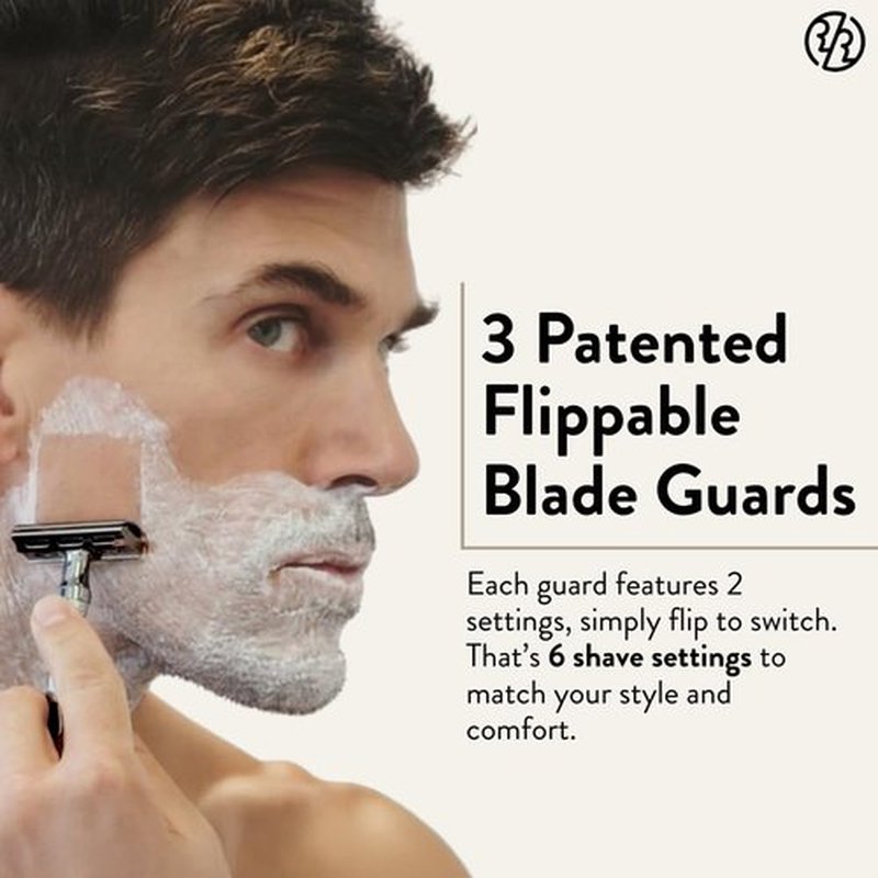 Rockwell Razors 6C Gunmetal Chrome Safety Razor - 6 Adjustable Settings & 5 Recyclable Blades | Eco-Friendly Shaving for All