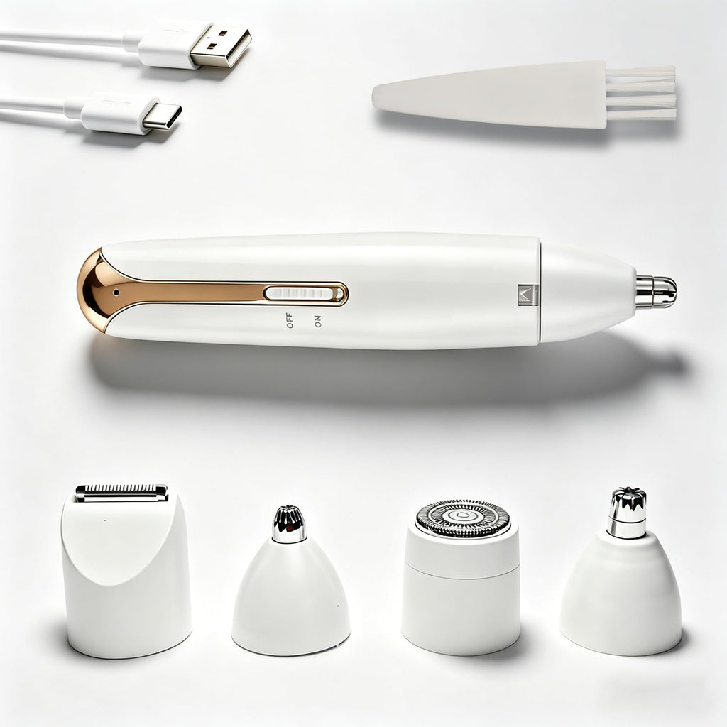 Pemoupnd Ear and Nose Hair Trimmer for Women Clipper 4-in-1 Grooming Tool for Nose Hair, Ear Hair, Beard, Eyebrows,Head Hair,Body Hair, Armpit,Leg