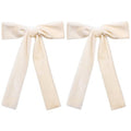 5" Velvet Ribbon Hair Bows for Girls Women Cream White Velvet Long Tail Ponytail Bowknot Alligator Clips Toddler Teens Baby Kids Fall Wedding Pageant 1st Communion Dress Accessory Gift