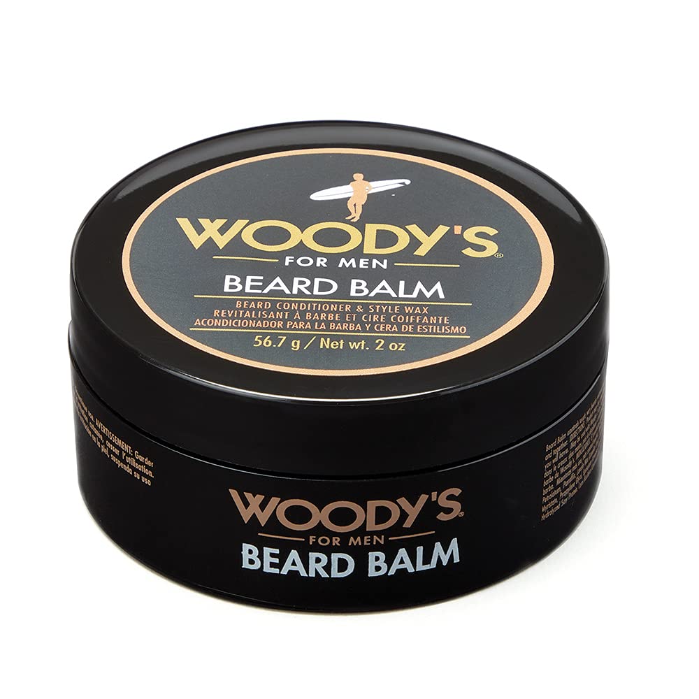 Woody's 2-in-1 Beard Balm for Men - Natural Beeswax Beard Softener & Styling Wax, 2 oz