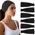 Headbands for Women - 6 Pack Wide Elastic Hairbands | Ultra-Soft Moisture Wicking Sports Headband | Non-Slip Accessories Bands for Fashion, Workouts, Yoga, Daily Use (6 Pack Black)
