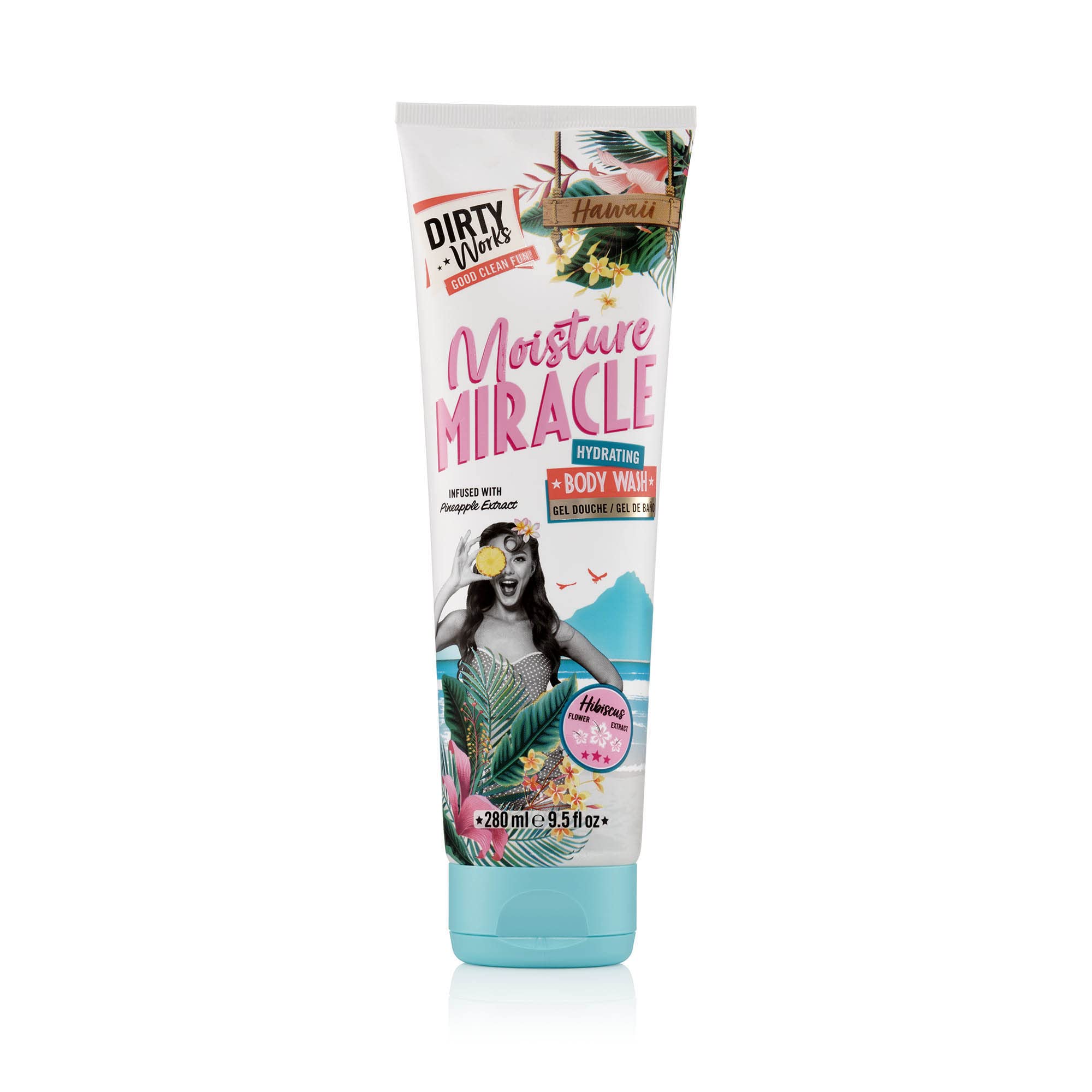 Dirty Works Moisture Miracle Hydrating Body Wash, Luxury Tropical Shower Gel, 280ml
