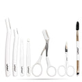 Eyebrow Trimmer Kit, 7 in 1 Eyebrow Scissors, Tweezer, Razor, Brush - White