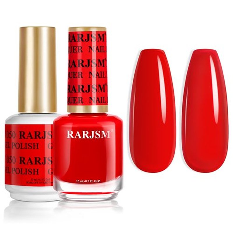 RARJSM Red Gel Nail Polish Set - 2pcs Bright Red Air Dry Lacquer & Opaque Gel for DIY Nail Art | 15ml