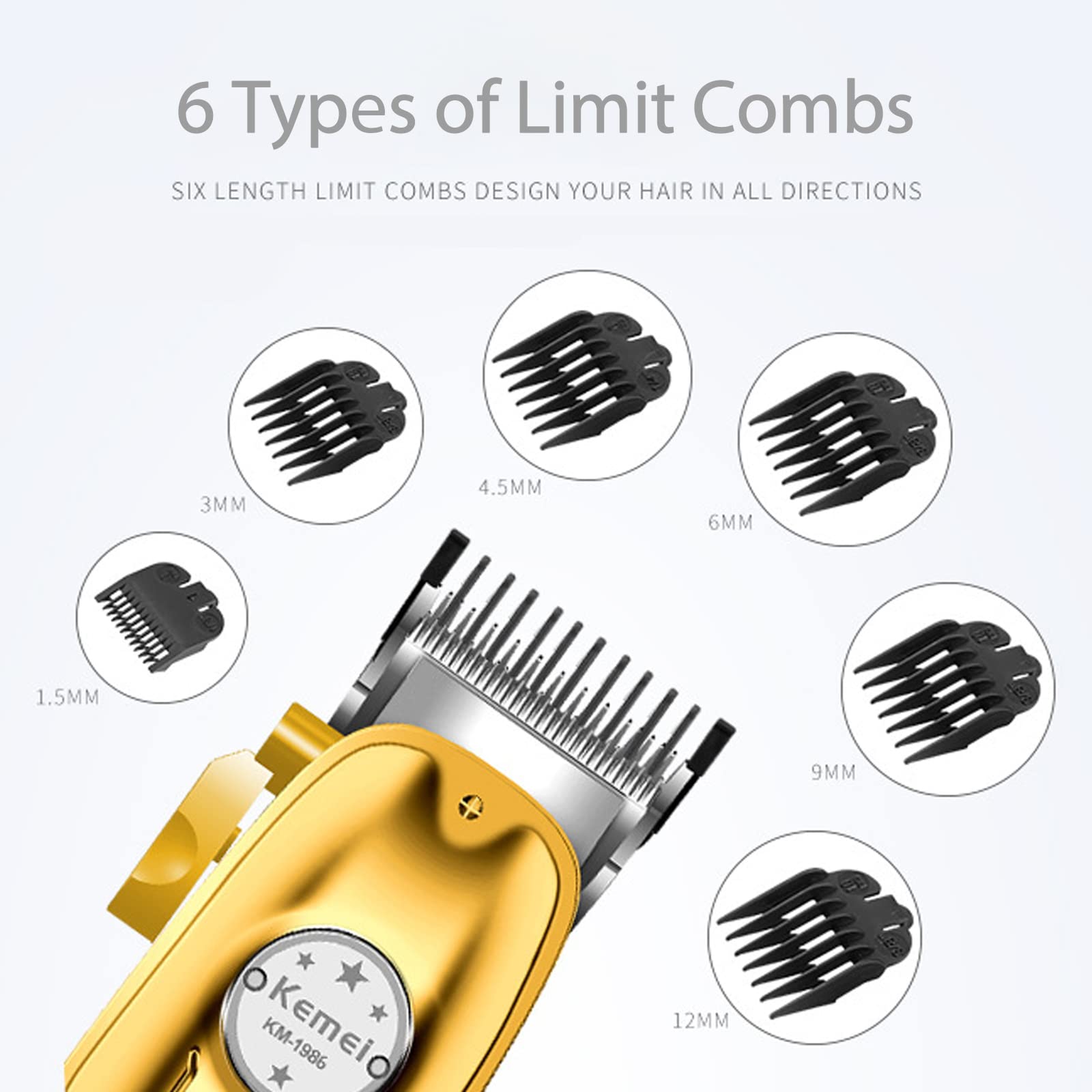KEMEI Mens Hair Clipper Cord Cordless Clippers Hair Trimmer Beard Professional Haircut Kit for Men Rechargeable LED Display & Corded Rechargeable Grooming Kit KM-1986PRO