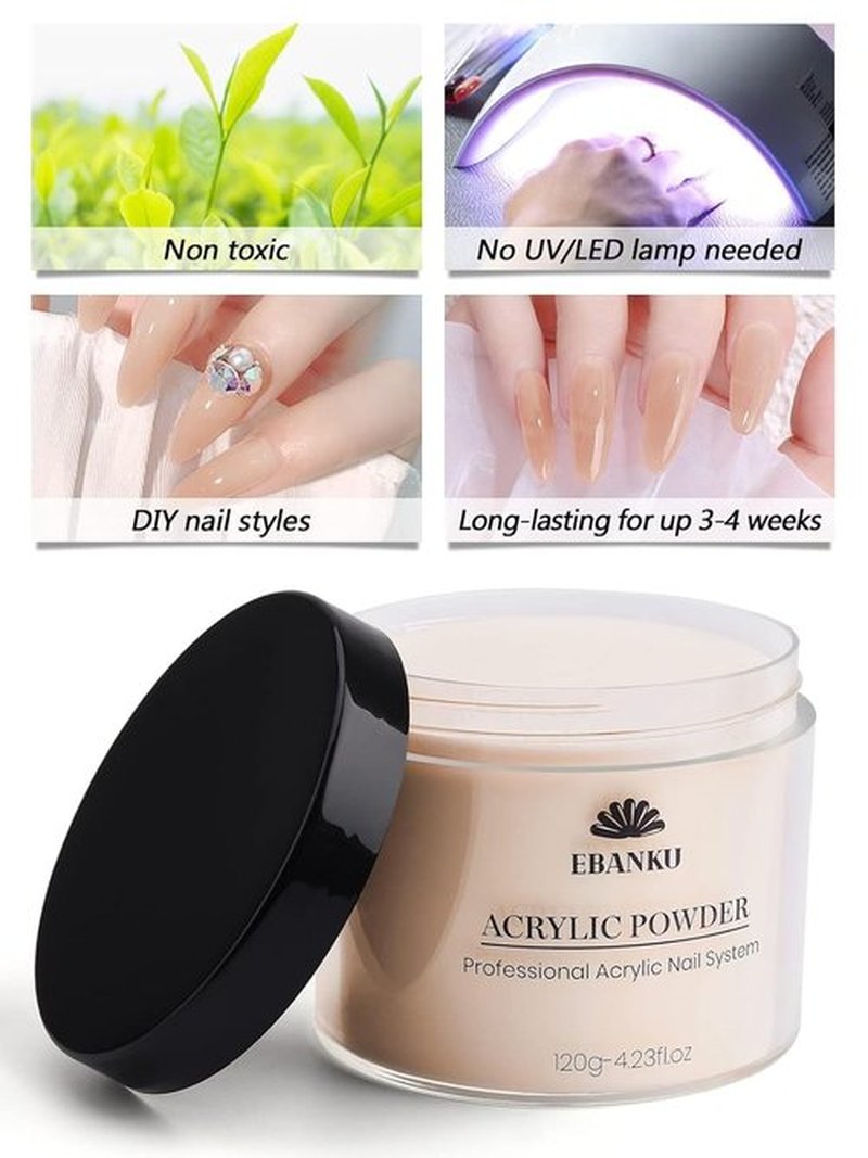 EBANKU Acrylic Powder - Nude Professional Nail Powder for Extensions & Carving | 120g/4.23oz