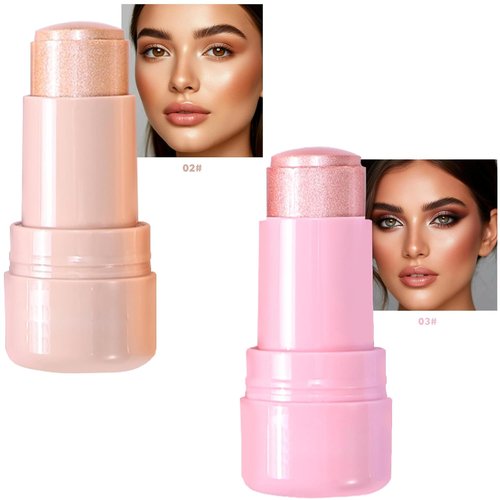 Skiennix Highlighter Stick - Shimmer Makeup for Face & Body, Easy Blend, Long Lasting, Multi-Use Cream, 2pcs