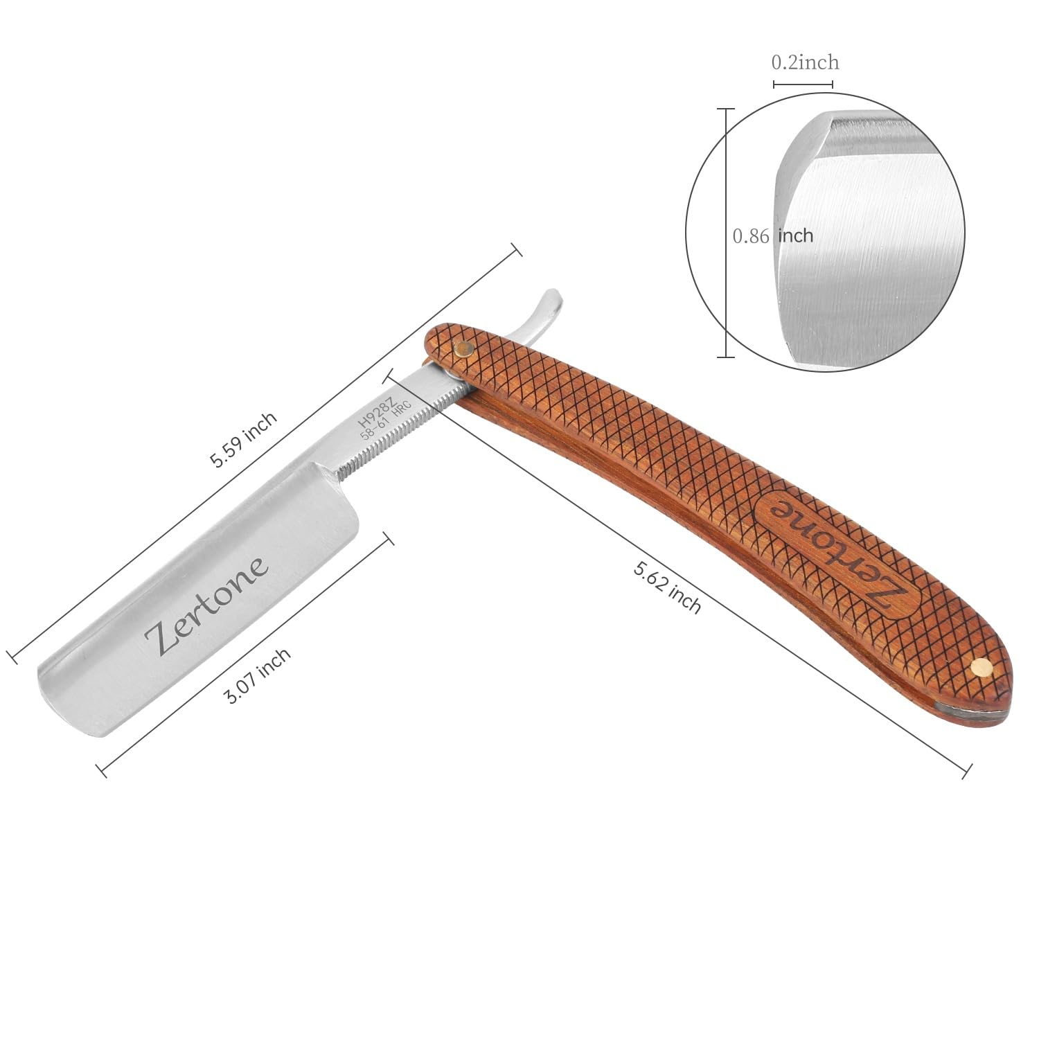 Vintage Straight Razors for Men - High Carbon Steel Blade, Genuine Wood Handle, Leather Sheath Included - Precision Shaving Tool for Men, Mens Straight Razor with Retro Design (Brown)