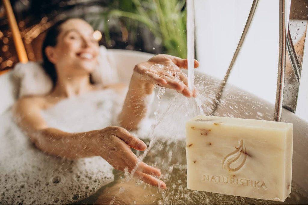 Naturistika Aloe and Calendula Soap Bar (3 Pack), Vegan and All Natural Handcrafted with Organic Oils. Face and Body Soap. For Men, Women and Teens. Unscented with Shea Butter.