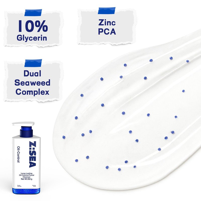 Z:SEA Acne Control Cleanser - Niacinamide & Glycerin, Amino Acid & Salicylic Acid, Dual Seaweed, Gentle Oil Control Face Wash for Normal to Dry Skin, 150g/5.29 Oz